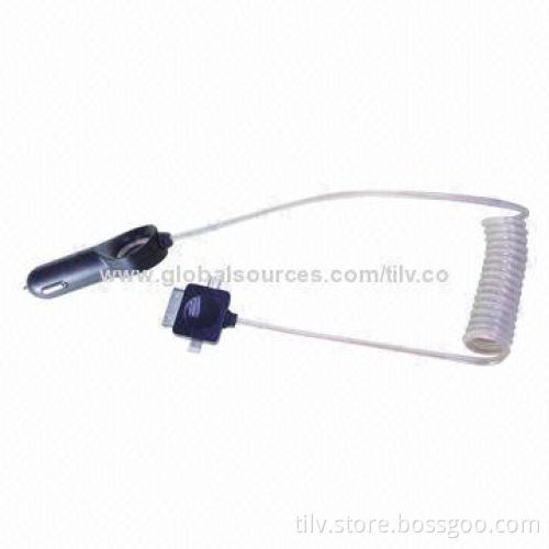 In-car charger cable for iPhone 4, HTC mobile phones, 3-in-1 flash light